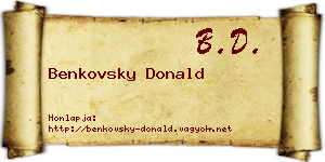 Benkovsky Donald névjegykártya